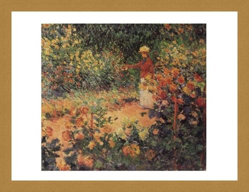 Framed Framed Artist in the Garden of Giverny - Claude Monet