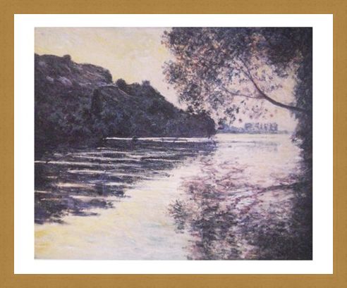 Framed Framed Effect of the Sun on The Seine - Claude Monet