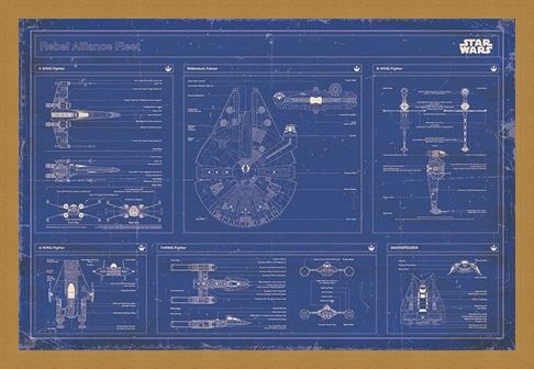 Framed Framed Rebel Alliance Fleet Blueprint - Star Wars