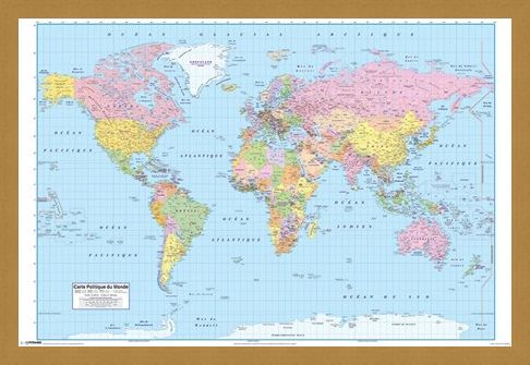 Framed Framed French World Map - Carte Politique du Monde
