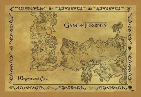 Framed Framed Antique Map - Game Of Thrones