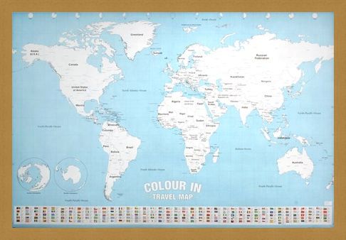 Framed Framed Colour In - World Map