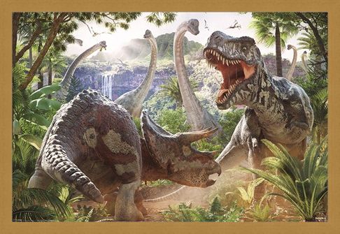 Framed Framed Dinosaur Battle - David Penfound