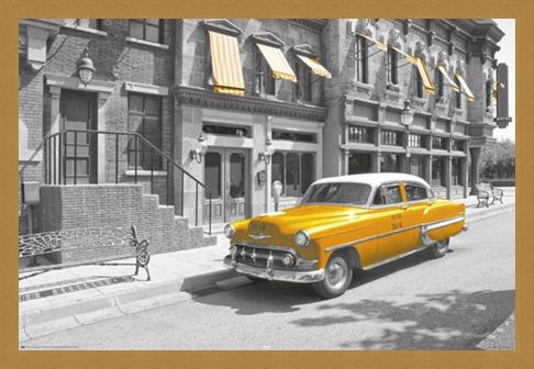Framed Framed Taxi! - Yellow Cab In Manhattan