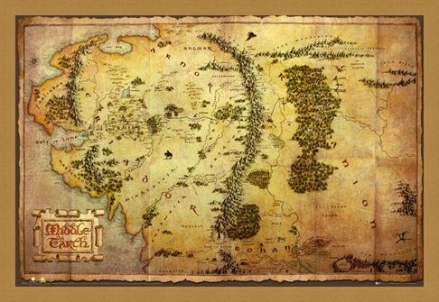 Framed Framed Map of Middle Earth - The Hobbit