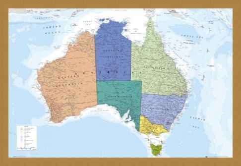 Framed Framed The World's Smallest Continent - Map Of Australia