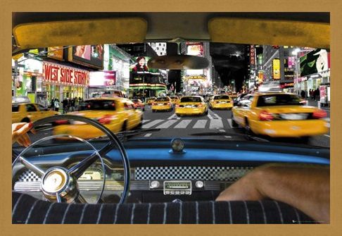 Framed Framed Times Square Taxi - New York