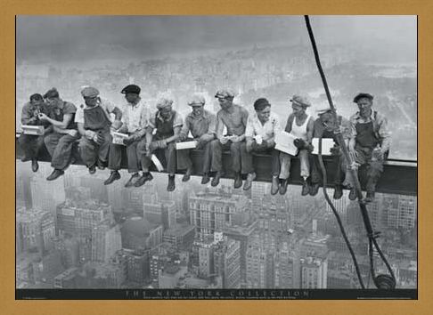 Framed Framed Men on a Girder Having Lunch - New York City Collection