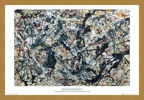Framed Framed Silver on Black - By Jackson Pollock