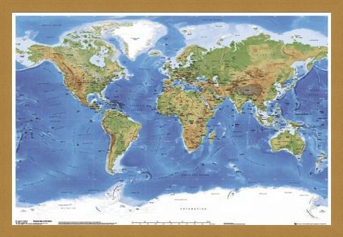 Framed Framed Planetary Visions - Map of the Earth