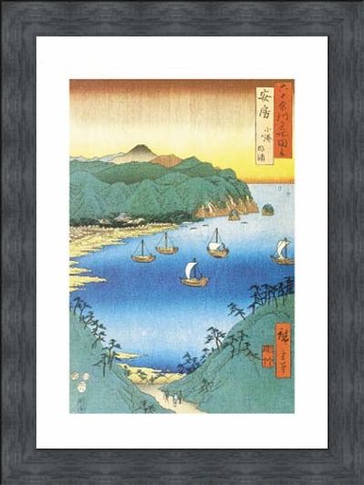 Framed Framed The Small Port & Inlet, Awa Province, 1853 - Utagawa (Ando Tokutaro) Hiroshige