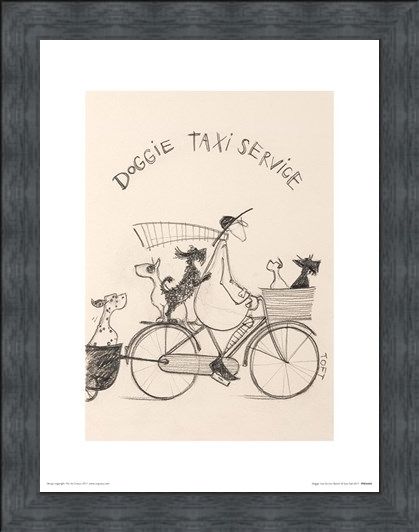 Framed Framed Doggie Taxi Service Sketch - Sam Toft