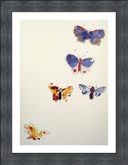 Framed Framed Five Butterflies - Odilon Redon