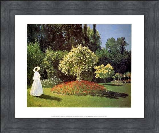 Framed Framed Woman in the Garden at Sainte Adresse - Claude Monet
