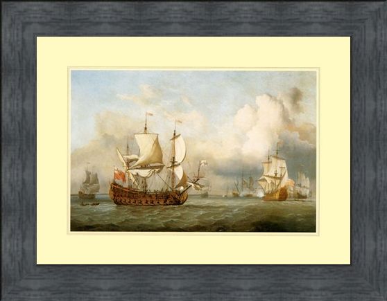 Framed Framed The Ship ' English Indiaman' - Antonio Jacobsen