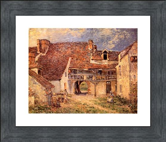 Framed Framed La Cour De Ferme - Alfred Sisley