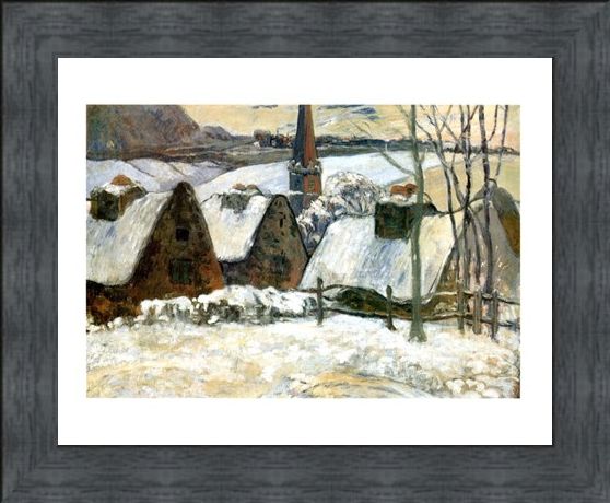 Framed Framed Village Breton Sous La Neige - Paul Gauguin