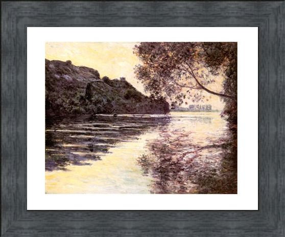 Framed Framed Effet De Soleil Couchant Sur La Seine At Port-Ville - Claude Monet