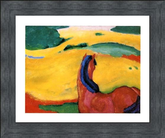 Framed Framed Pferd In Der Landschaft - Franz Marc