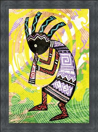 Framed Framed Kokopelli - Ancient Fertility God