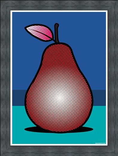 Framed Framed A Pop Art Pear - Red Fruit