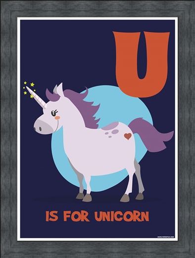 U Is For Unicorn, Learning With Pictures Poster - Buy Online