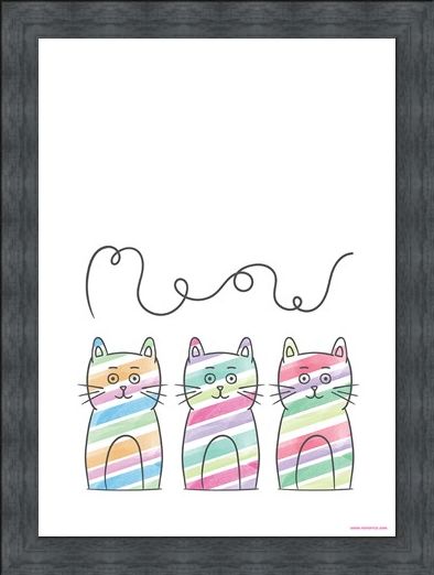 Framed Framed Meow - Stripy Trio