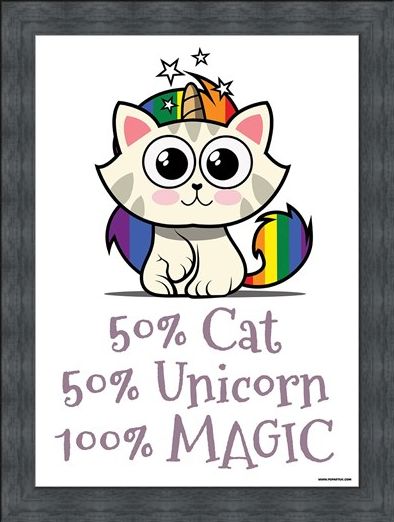 Framed Framed Rainbow Kitty - 50% Cat, 50% Unicorn, 100% Magic