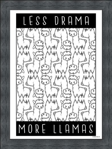 Framed Framed Less Drama More Llamas - Furry Frenzy