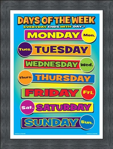 Framed Framed Days Of Week - Seven Days of Learning