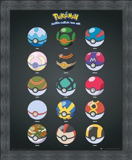 Framed Framed Pokeballs - Pokemon