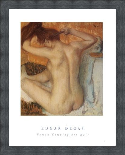Framed Framed Woman Combing her Hair - Edgar Degas