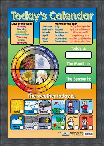 Framed Framed Today's Calendar - Educational Children's Chart
