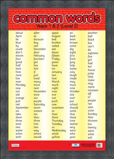 Framed Framed Common Words Level 2 - Educational Children's Chart