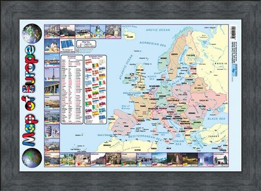 Framed Framed Map Of Europe - Educational Map