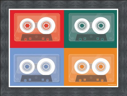 Framed Framed Colourful Tapes - Cassette Quad