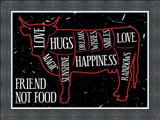 Framed Framed Friend Not Food - Vegetarian Hugs