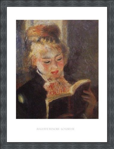 Framed Framed Reading - Auguste Renoir