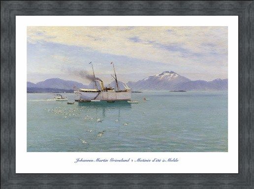 Framed Framed Matinée d'Eté à Molde (Morning on the Moldefjord) - Johannes Martin Grimelund