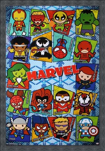 Framed Framed Kawaii Grid - Marvel