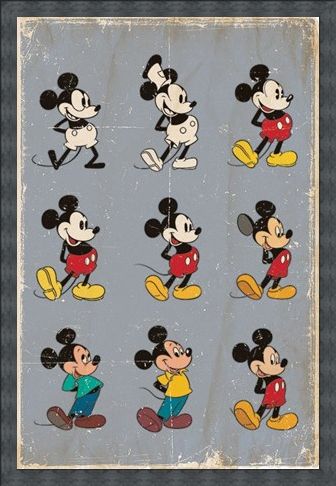 Framed Framed Mickey Mouse Evolution - Walt Disney