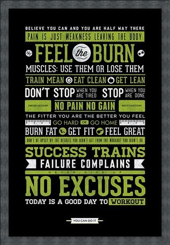 Framed Framed Gym Motivation - No Excuses
