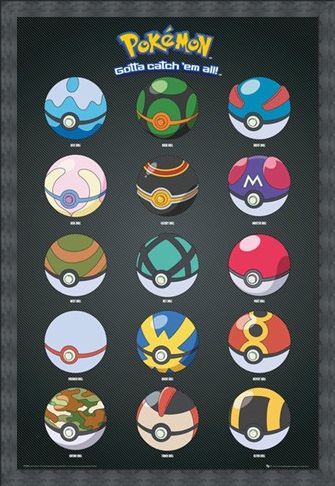 Framed Framed Pokeballs - Pokemon