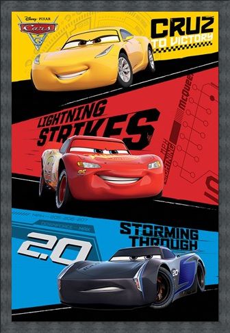 Framed Framed Red, Blue & Yellow Trio - Cars 3
