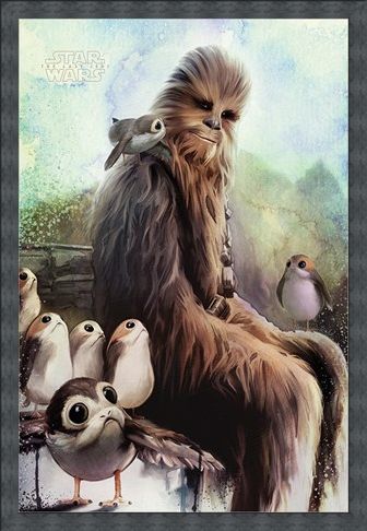 Framed Framed Chewbacca & Porgs - The Last Jedi