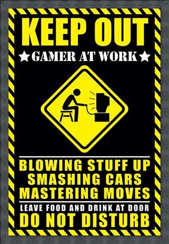 Framed Framed Gamer at Work - Warning Sign