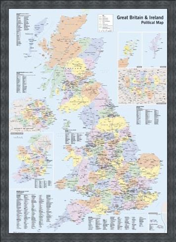 Framed Framed UK & Ireland - Political Map