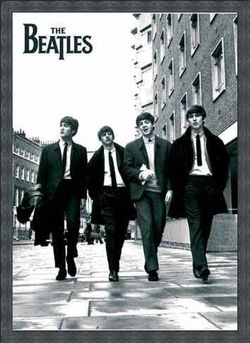 Framed Framed Beatles In London, Black and White Photo - The Beatles
