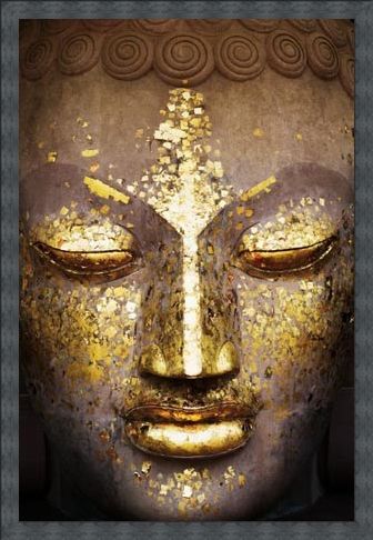 Framed Framed Speckled in Gold - The Face of the Buddha