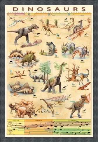 Framed Framed Dinosaurs Species - Jurassic Age Timeline
